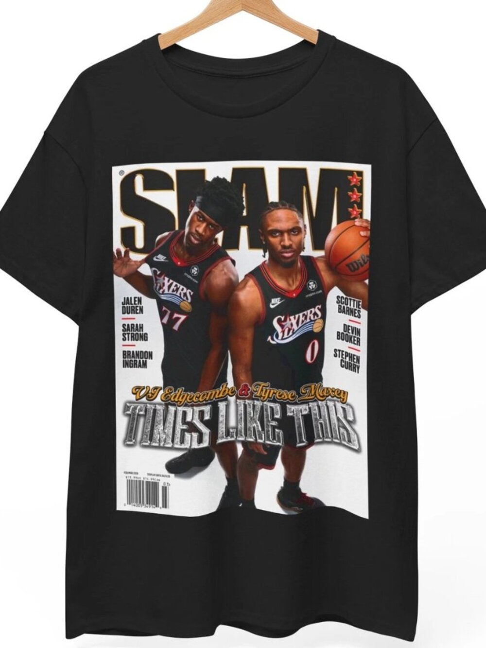 Tyrese Maxey & VJ Edgecombe Philadelphia 76ers NBA Slam Cover Tee Shirt